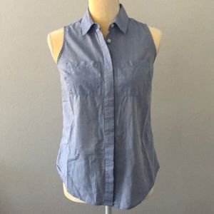 Boden Chambray Sleeveless Button Up